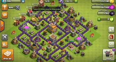 Clash of clans|cv 7 totalmente full com 5 construtores