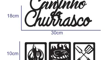 Kit 4 Peças Cantinho do Churrasco em MDF Preto