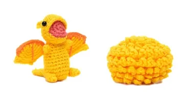 Ovo com filhote de Dragão amarelo em amigurumi