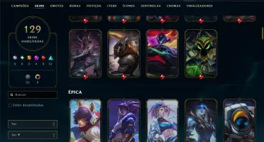 Unranked com TODOS os Champs e 129 Skins +2 Prestigios