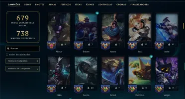 Unranked com TODOS os Champs e 129 Skins +2 Prestigios