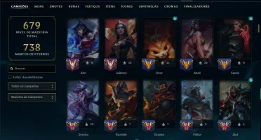 Unranked com TODOS os Champs e 129 Skins +2 Prestigios