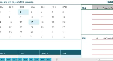 Calendario Do Aluno Com Tarefas Mensais -Editavel