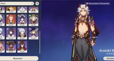 Conta Genshin AR50 - Arataki Itto,Albedo,Hu Tao,Zhongli e +