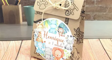 Sacolinha Safari Personalizada em Kraft ou Triplex