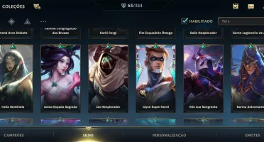 WILD RIFT 63 SKINS {8 LENDÁRIAS}; PASSE ON; DADOS DE CRIAÇÃO