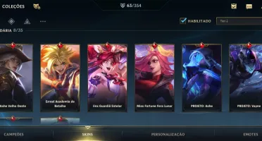 WILD RIFT 63 SKINS {8 LENDÁRIAS}; PASSE ON; DADOS DE CRIAÇÃO