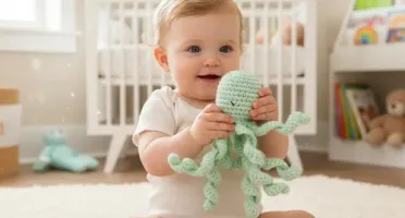 Amigurumi Polvo Verde Artesanal Presente Maternidade Oceano