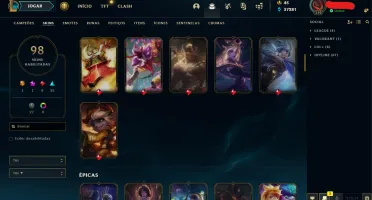 CONTA DE 2015 - EX PLAT - 98 SKINS - TODOS CHAMPS - LVL 319