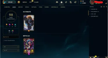 CONTA DE 2015 - EX PLAT - 98 SKINS - TODOS CHAMPS - LVL 319