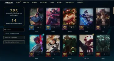 Conta bronze 1 com 35 skins e 86 champs