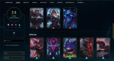 Conta bronze 1 com 35 skins e 86 champs