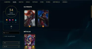 Conta bronze 1 com 35 skins e 86 champs