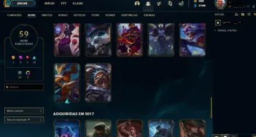Conta Unranked, antes PLATINA 89 Campeões & 59 skins mmrALTO