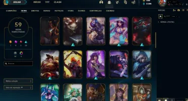 Conta Unranked, antes PLATINA 89 Campeões & 59 skins mmrALTO