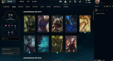 Conta Unranked, antes PLATINA 89 Campeões & 59 skins mmrALTO