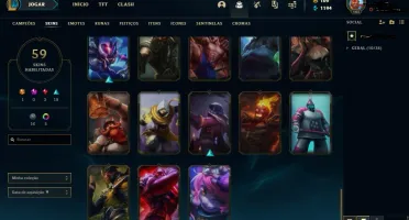 Conta Unranked, antes PLATINA 89 Campeões & 59 skins mmrALTO