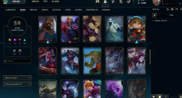 Conta Unranked, antes PLATINA 89 Campeões & 59 skins mmrALTO
