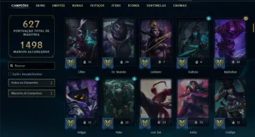 Ouro 2 com TODOS os champs e 215 Skins ( Nivel 581 )