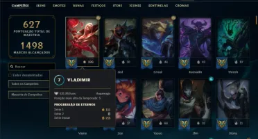 Ouro 2 com TODOS os champs e 215 Skins ( Nivel 581 )