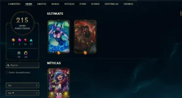 Ouro 2 com TODOS os champs e 215 Skins ( Nivel 581 )