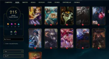 Ouro 2 com TODOS os champs e 215 Skins ( Nivel 581 )