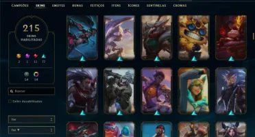 Ouro 2 com TODOS os champs e 215 Skins ( Nivel 581 )