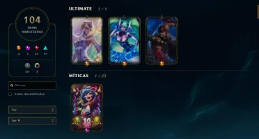 Conta League of Legends LvL 249 c/ 105 skin