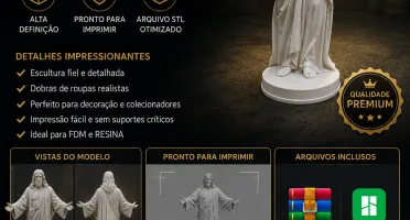 Jesus Cristo de Braços Abertos STL para Impressão 3D