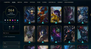 Ouro 2 com TODOS os Champs e 264 Skins ( TOP / SUP / JG )