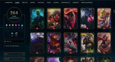 Ouro 2 com TODOS os Champs e 264 Skins ( TOP / SUP / JG )