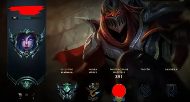 Conta de Lol Platina 3 com MMR ok - 125 campões - 79 skins