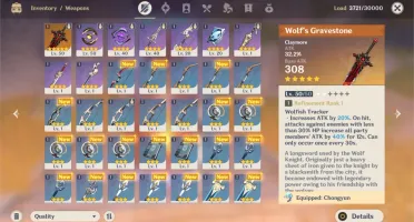 Venti + Mona + wolfs graves(arma 5*) + 4* ótimos!