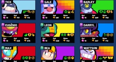 CONTA BRAWL TODOS BRAWLERS FULL 60K ESTELAR