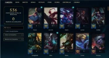 Conta unranked com 155 Champs e 111 Skins