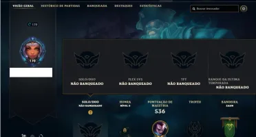 Conta unranked com 155 Champs e 111 Skins