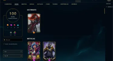 DADOS DE CRIAÇÃO, 100 SKINS, NIVEL 271, MOLDURA YONE YASUO+