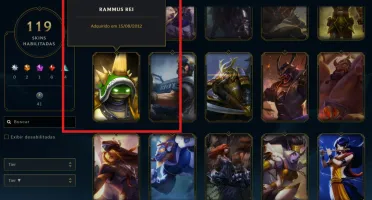 Conta LOL Full Acesso - 121 Champs e 119 Skins - Rammus Rei