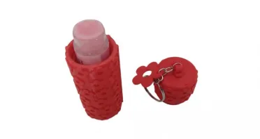 Chaveiro Porta-Protetor Labial Floral com Tampa