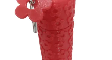 Chaveiro Porta-Protetor Labial Floral com Tampa