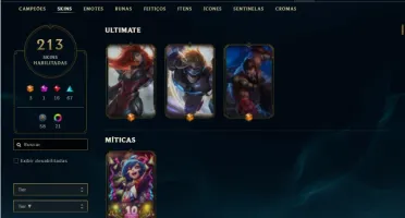 Conta prata 1 com TODOS os champs e 213 Skins + 7 Vitoriosas
