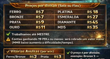 Elojob / Eloboost LOL — Melhor Custo-Benefício (Solo/Flex)