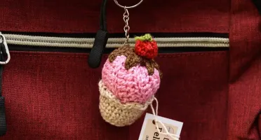 Chaveiro mini Cupcake em amigurumi