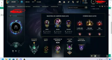 CONTA LEAGUE OF LEGENDS LVL 373 COM 84 SKINS