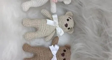 Trio de Mini Ursinho em Crochê - Amigurumi