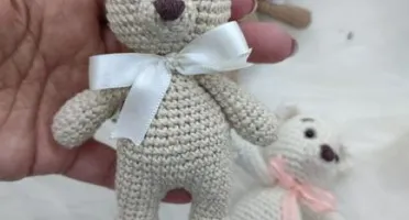 Trio de Mini Ursinho em Crochê - Amigurumi