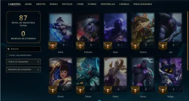 Unranked com 20 Champs e 5 Skins