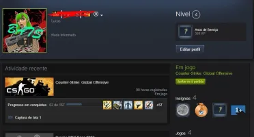 Conta Steam com 13.4 anos CSGO Prime, c/ Medalha 10-5 anos.
