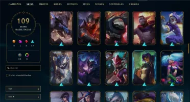 Conta bronze 1 com 109 skins e 135 champs