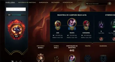 Conta bronze 1 com 109 skins e 135 champs